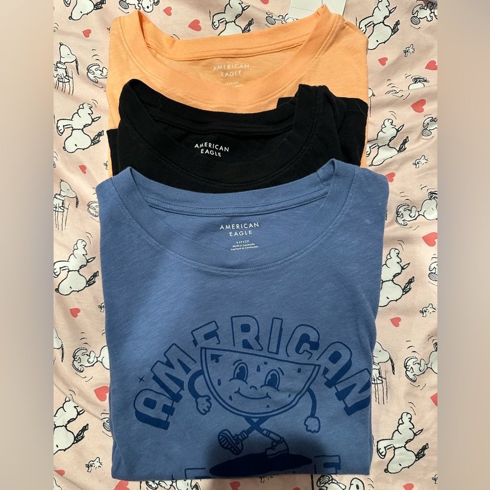 American Eagle Outfitters Women’s Tees - Blue, Black, Orange